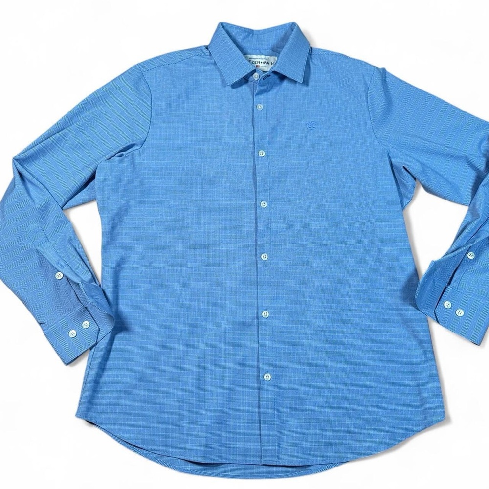 Mizzen+Main Men’s‎ Leeward Collection Blue Plaid Long Sleeve Shirt Size Large